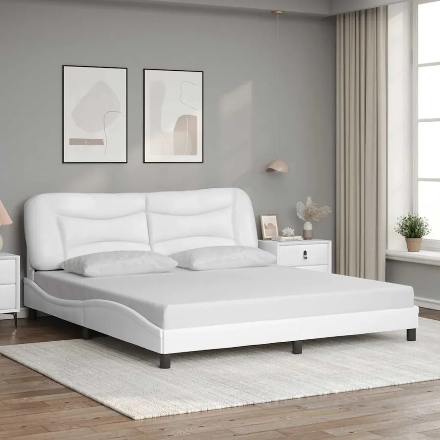 Cadre de lit sans matelas Hvar blanc 180x200 cm similicuir