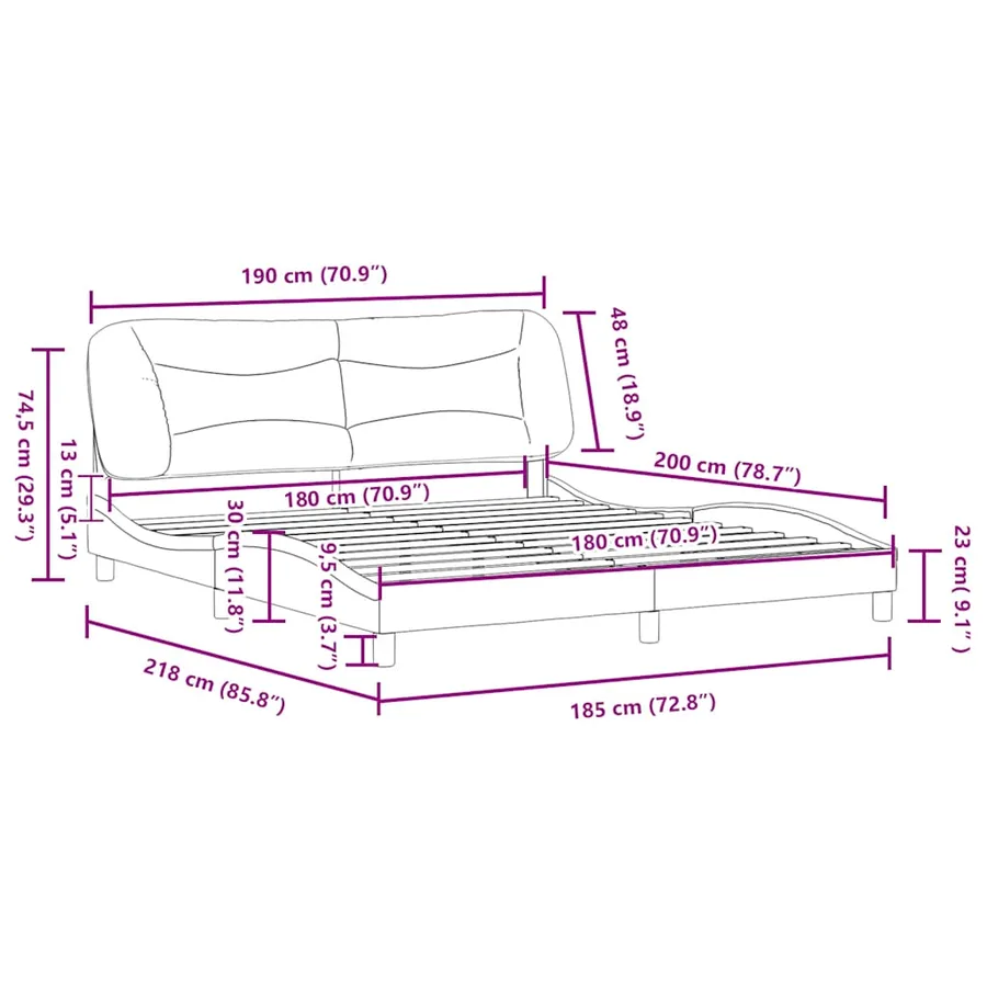 Cadre de lit sans matelas Hvar blanc 180x200 cm similicuir - 12