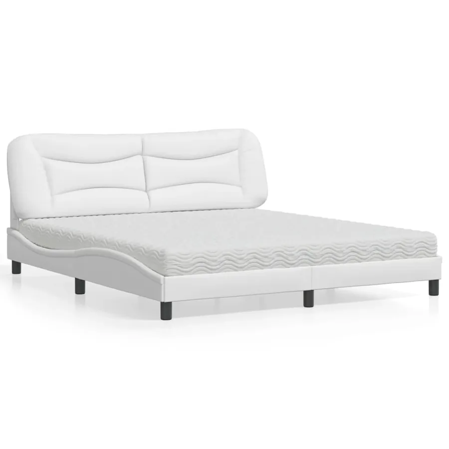 Lit avec matelas Hvar blanc 180x200 cm similicuir