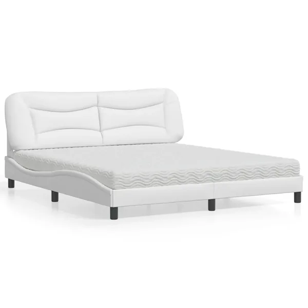 Lit avec matelas Hvar blanc 180x200 cm similicuir