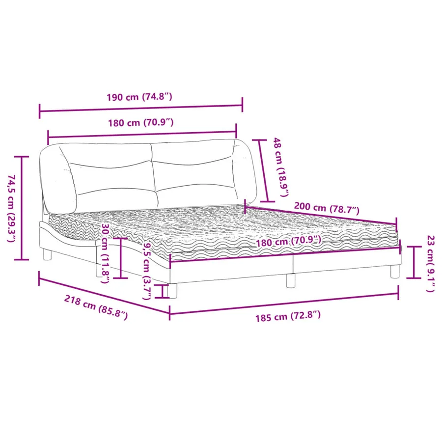 Lit avec matelas Hvar blanc 180x200 cm similicuir - 11