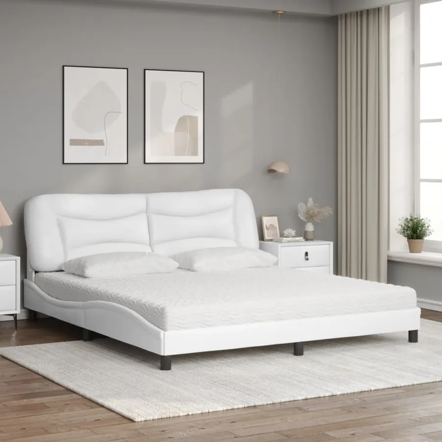 Lit avec matelas Hvar blanc 180x200 cm similicuir - 3