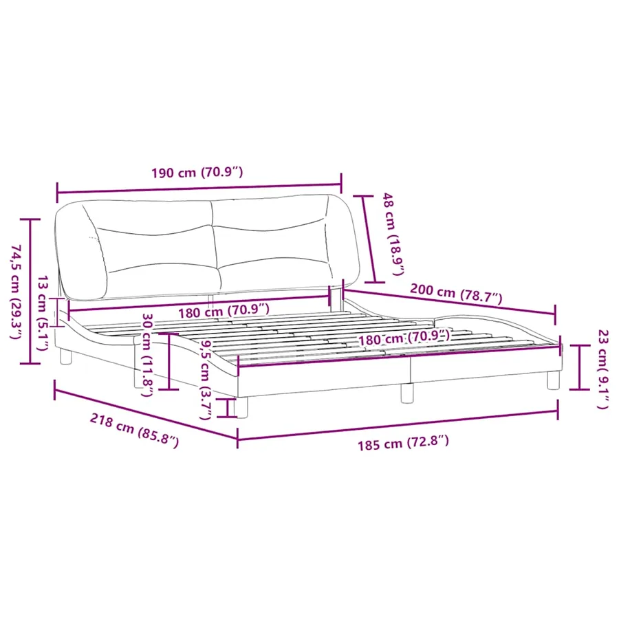 Cadre de lit sans matelas Hvar cappuccino 180x200 cm similicuir - 12