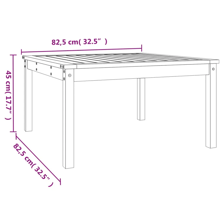 Table de jardin gris 82,5x82,5x45 cm bois massif de pin - 8