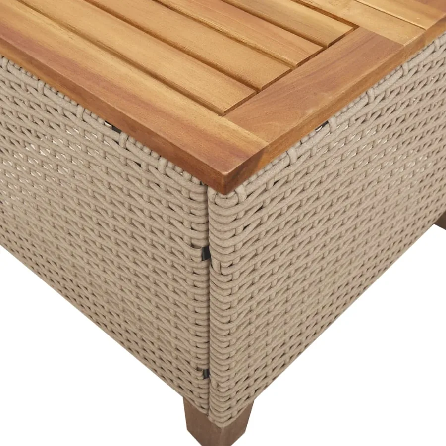 Ensemble de bistro 3 pcs coussins beige résine tressée acacia - 7