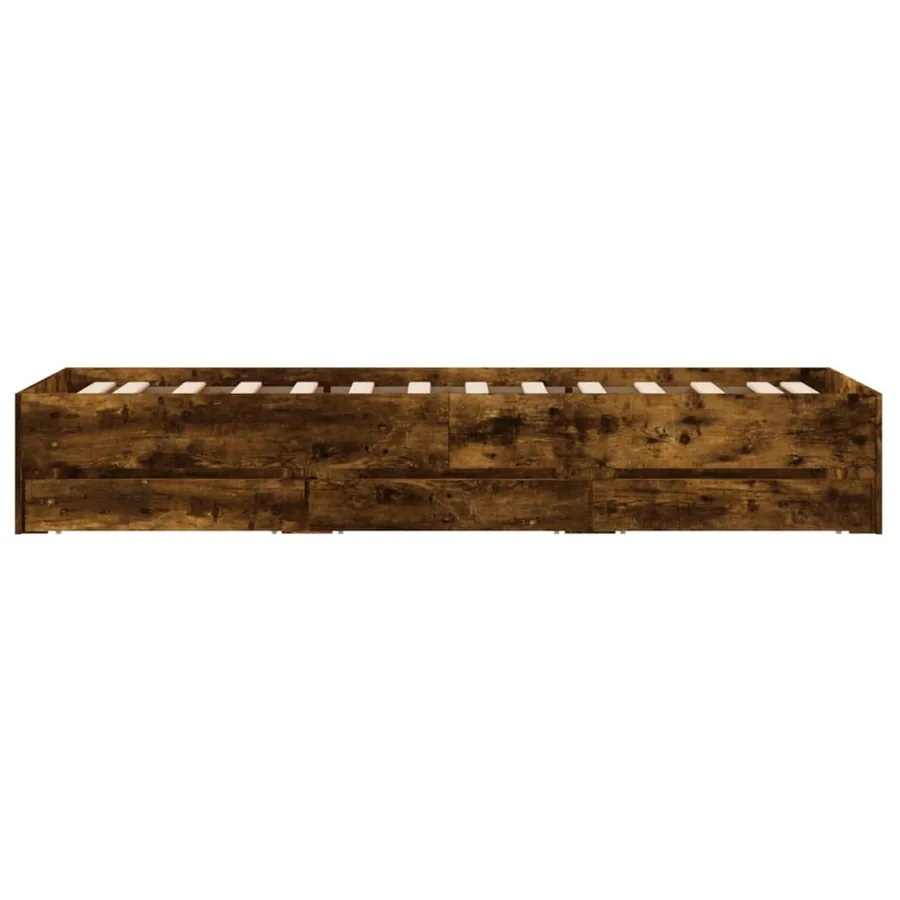 Cadre de lit avec tiroirs sans matelas chêne fumé 75x190 cm - 7