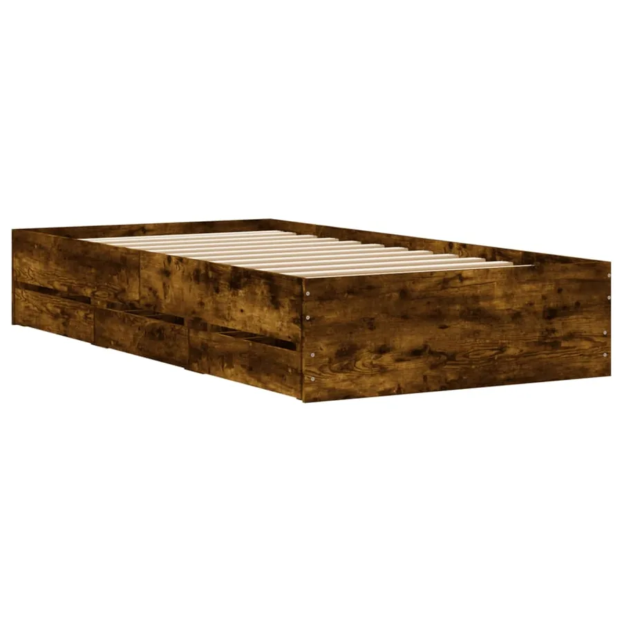 Cadre de lit avec tiroirs sans matelas chêne fumé 75x190 cm - 8