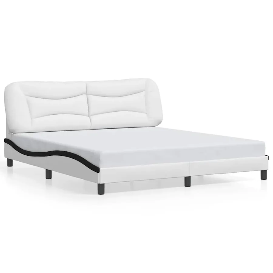 Cadre de lit sans matelas Hvar blanc et noir 180x200 cm similicuir - 2