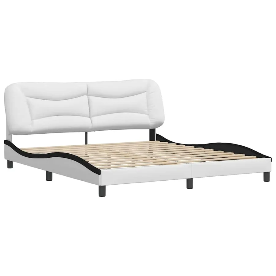 Cadre de lit sans matelas Hvar blanc et noir 180x200 cm similicuir - 3