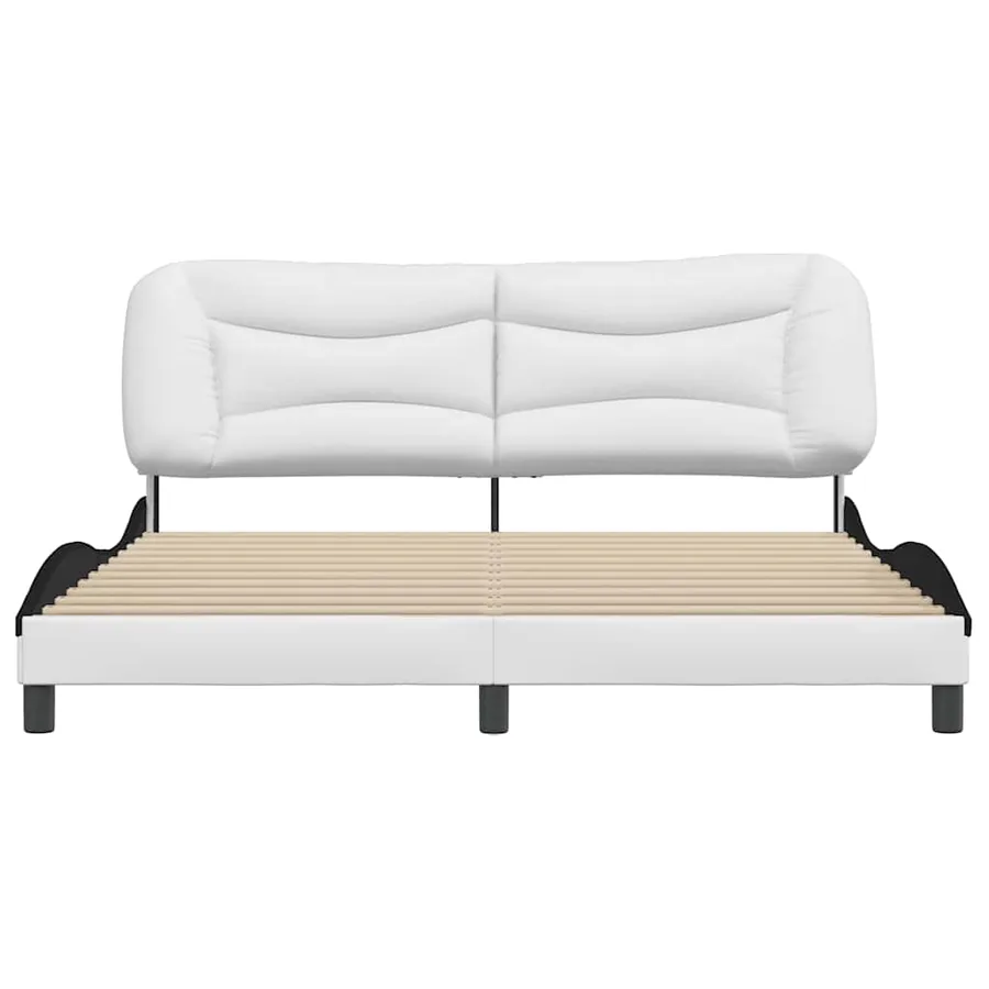 Cadre de lit sans matelas Hvar blanc et noir 180x200 cm similicuir - 4