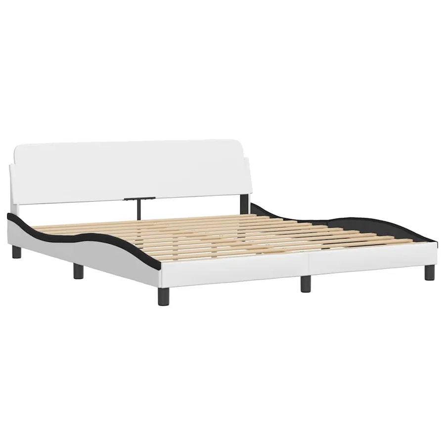 Cadre de lit sans matelas Hvar blanc et noir 180x200 cm similicuir - 5