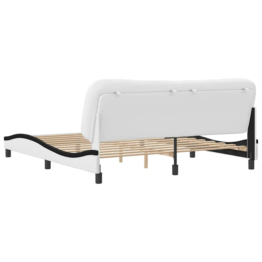 Cadre de lit sans matelas Hvar blanc et noir 180x200 cm similicuir - 6