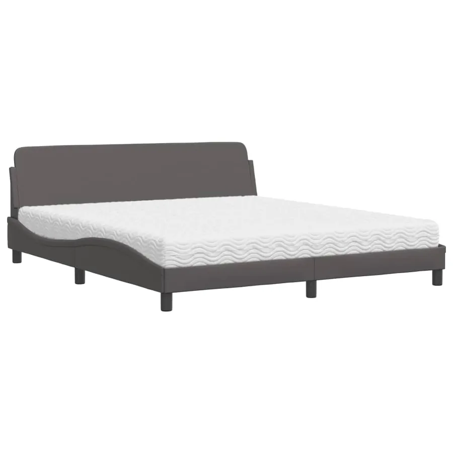 Lit avec matelas Dover gris 180x200 cm similicuir - 2