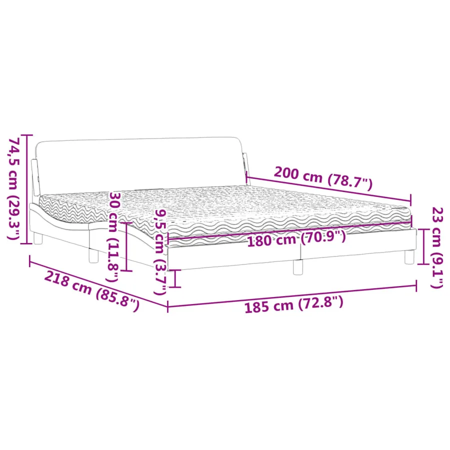 Lit avec matelas Dover gris 180x200 cm similicuir - 9