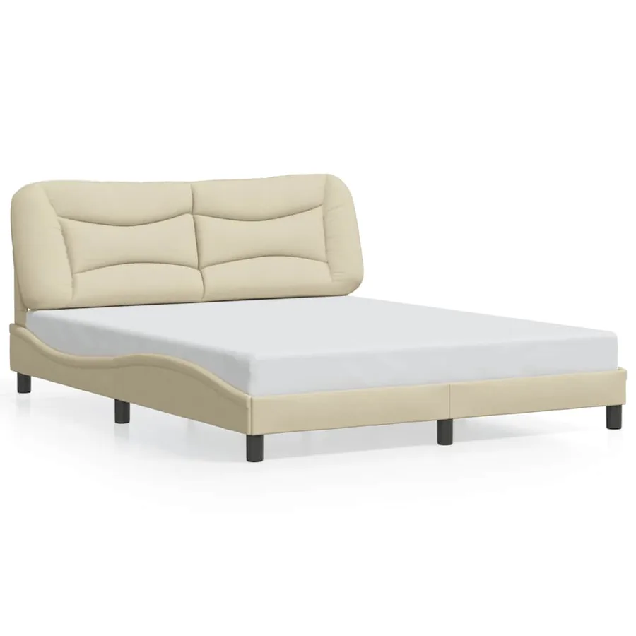 Cadre de lit sans matelas Hvar crème 160x200 cm tissu - 2