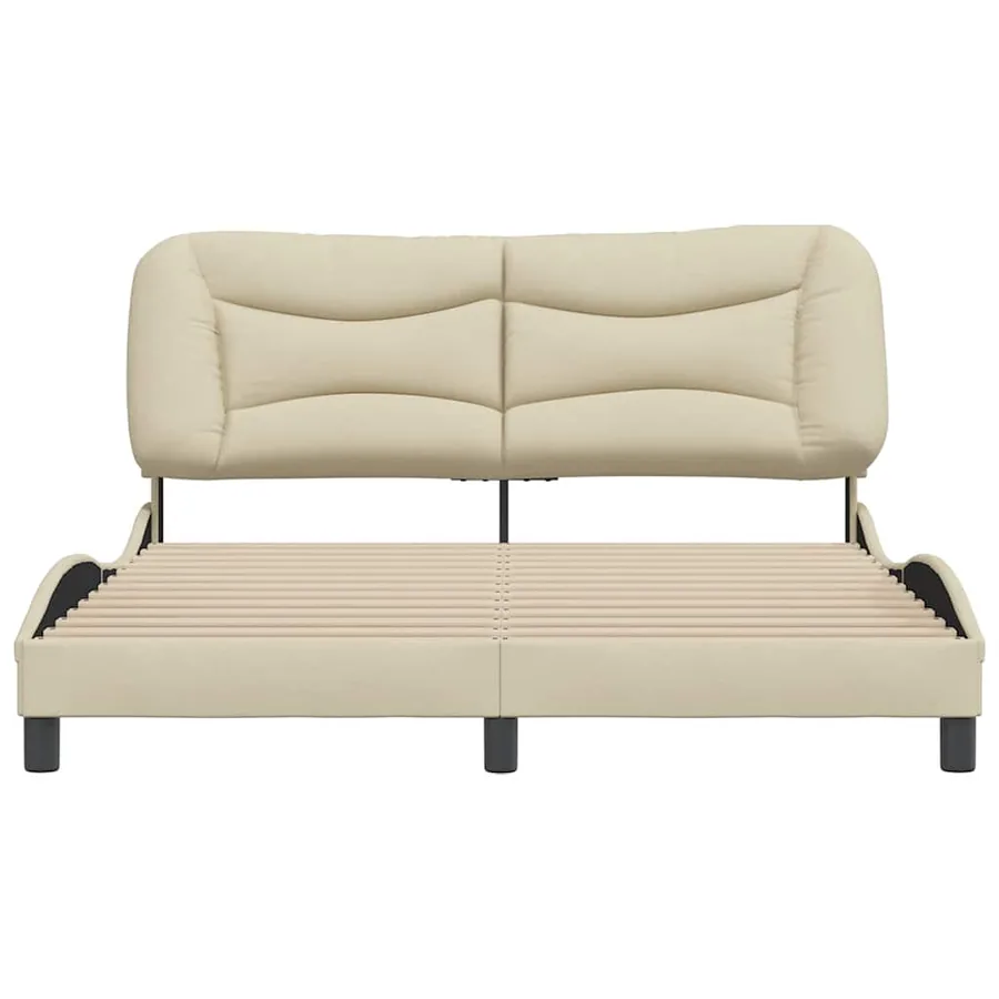 Cadre de lit sans matelas Hvar crème 160x200 cm tissu - 4