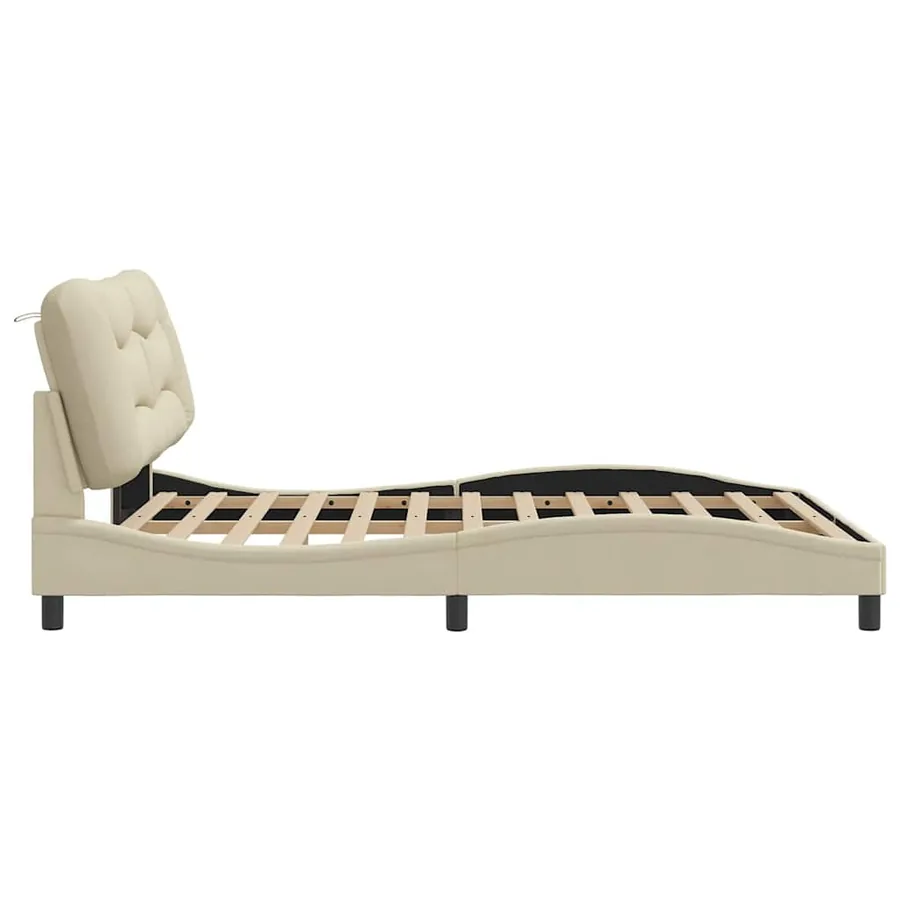 Cadre de lit sans matelas Hvar crème 160x200 cm tissu - 5