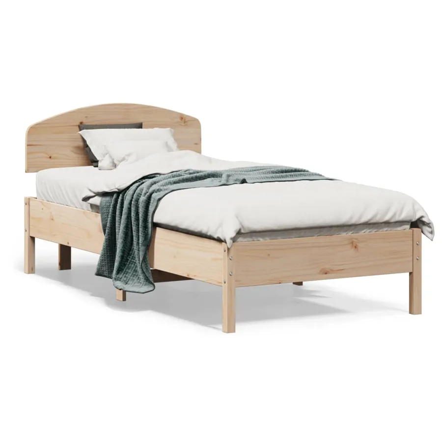Cadre de lit sans matelas 75x190 cm bois de pin massif - 2