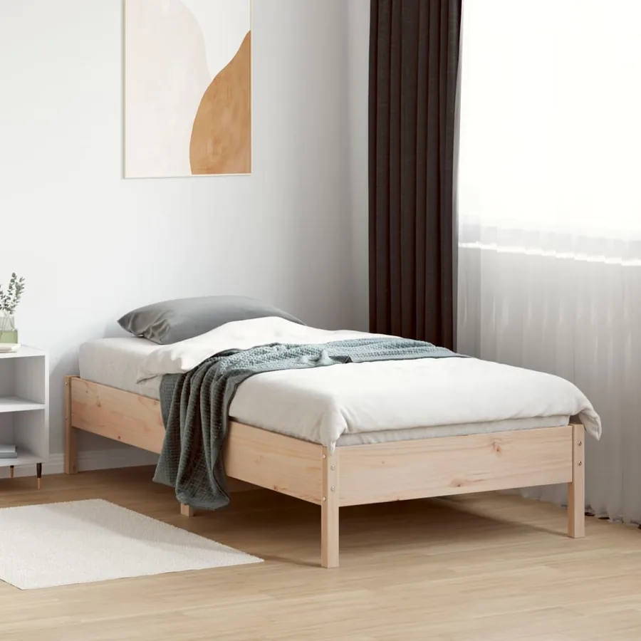 Cadre de lit sans matelas 75x190 cm bois de pin massif - 3