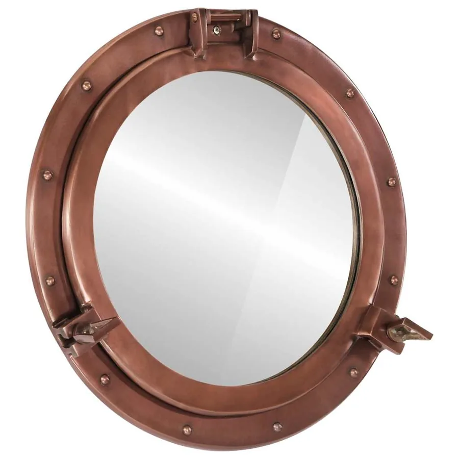 Miroir en forme de hublot mural Ø50 cm aluminium et verre