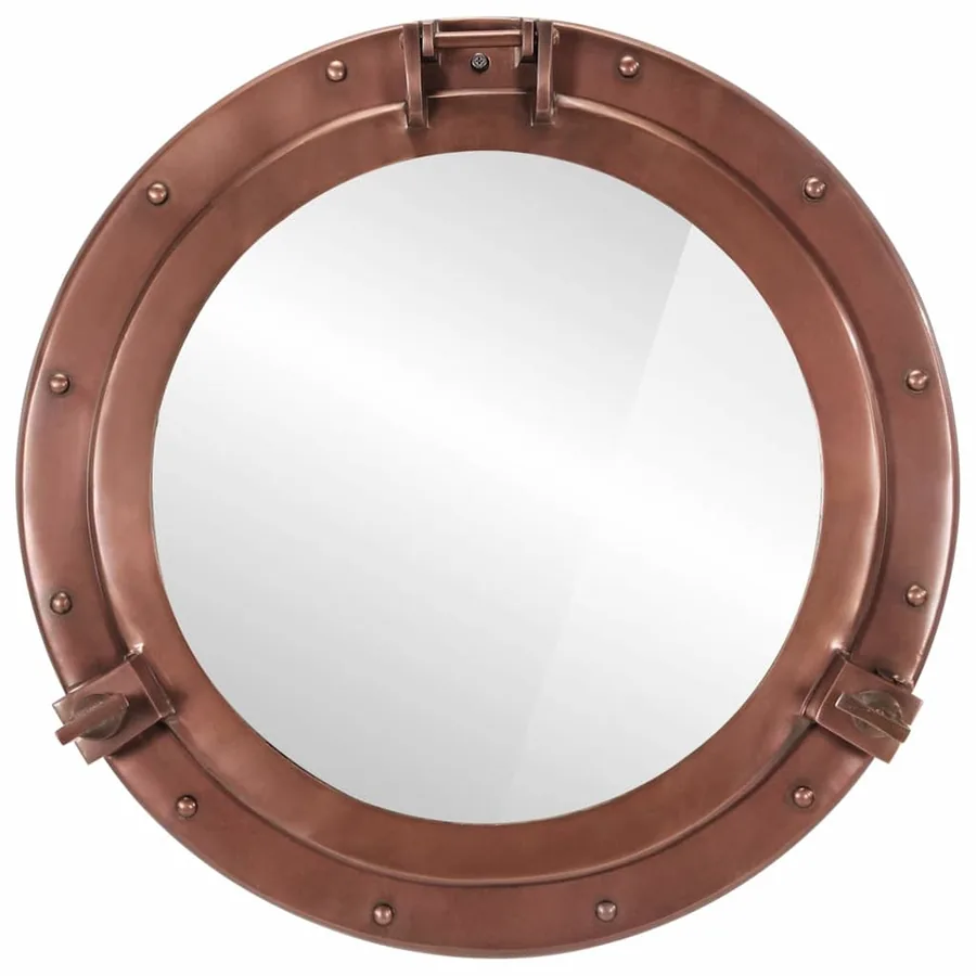 Miroir en forme de hublot mural Ø50 cm aluminium et verre - 2