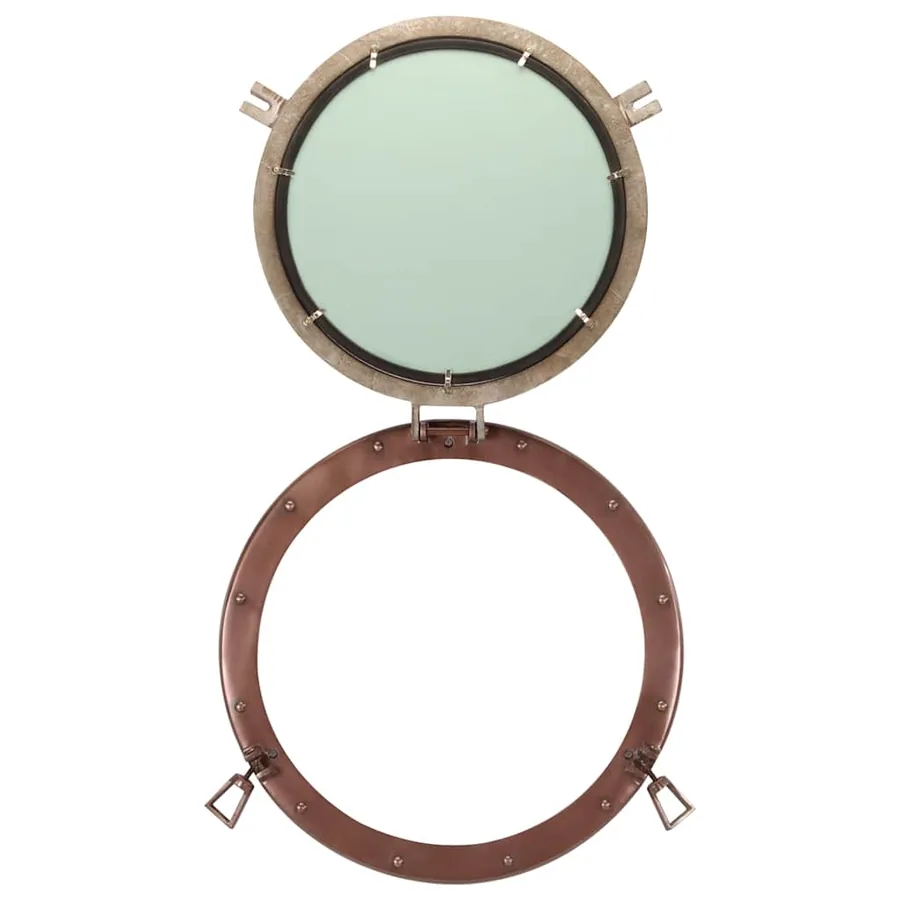 Miroir en forme de hublot mural Ø50 cm aluminium et verre - 4