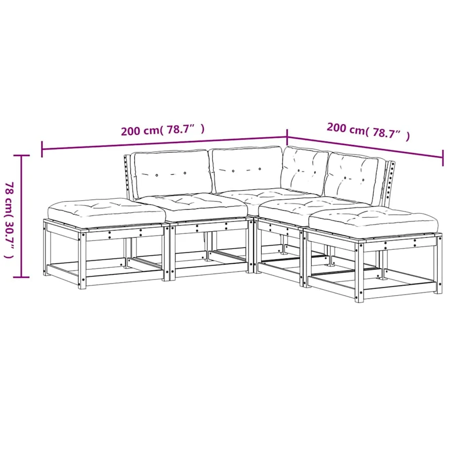Salon de jardin 5 pcs avec coussins bois de pin massif - 8