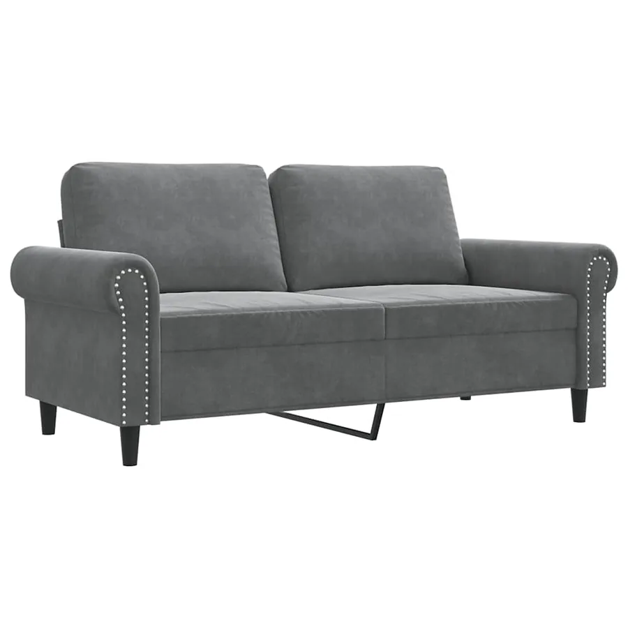 Canapé à 2 places Gris foncé 140 cm Velours - 2