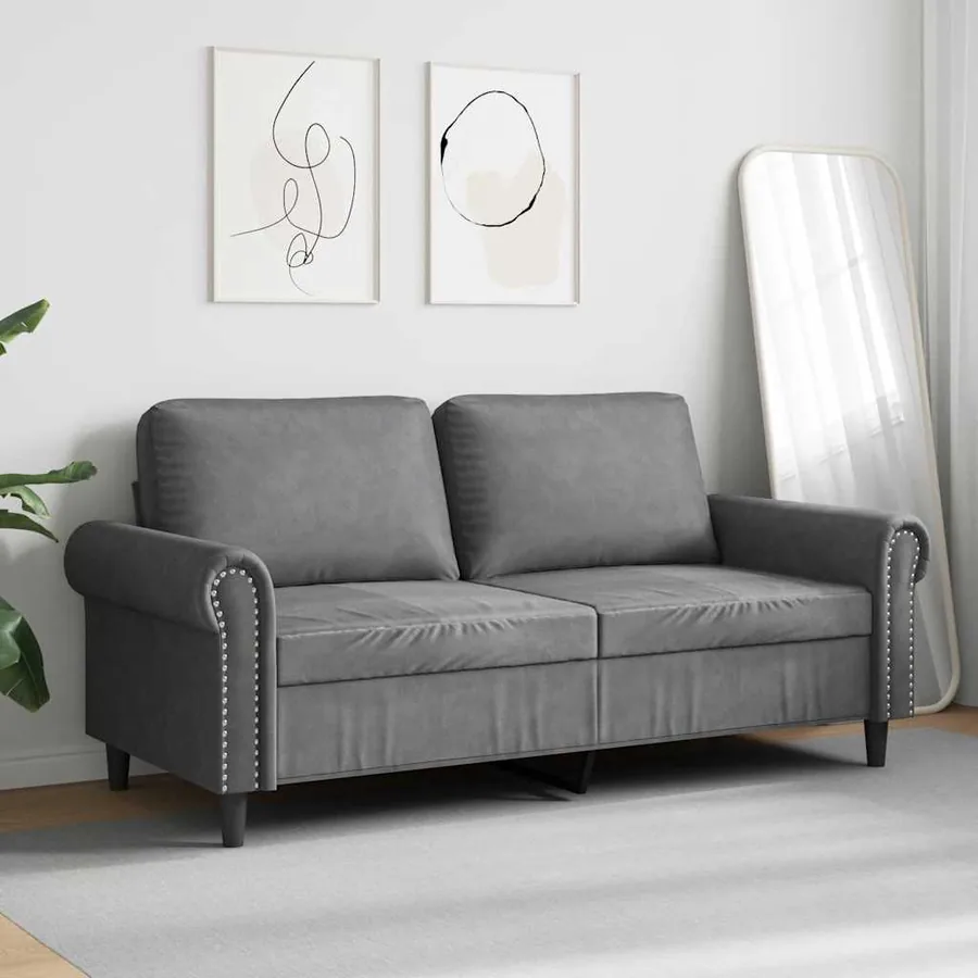 Canapé à 2 places Gris foncé 140 cm Velours - 3