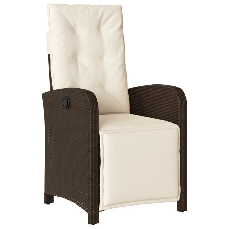 Ensemble à manger de jardin 5 pcs et coussins marron poly rotin - 6