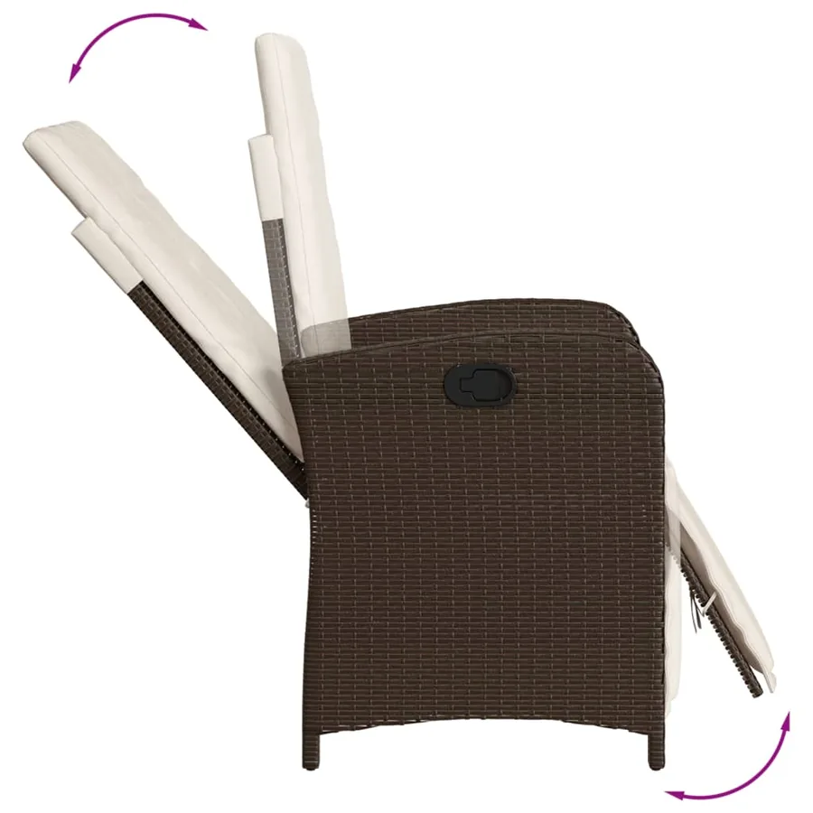 Ensemble à manger de jardin 5 pcs et coussins marron poly rotin - 5