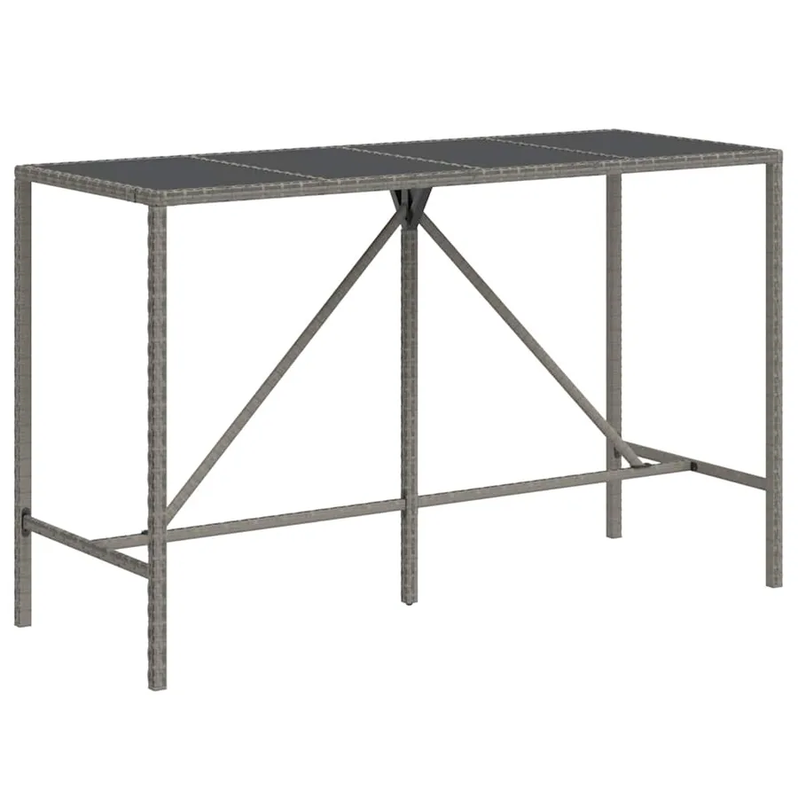 Ensemble de bar jardin 11pcs gris poly rotin/bois massif acacia - 5