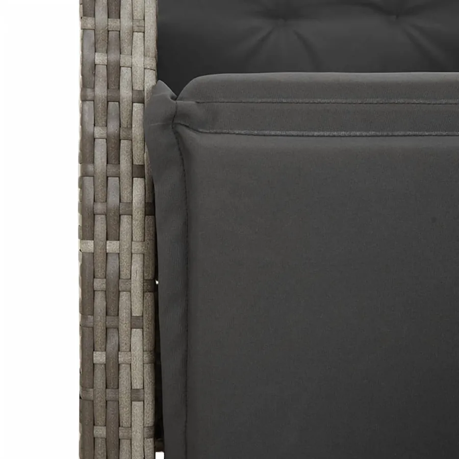 Ensemble de bistro 3 pcs avec coussins gris résine tressée - 12