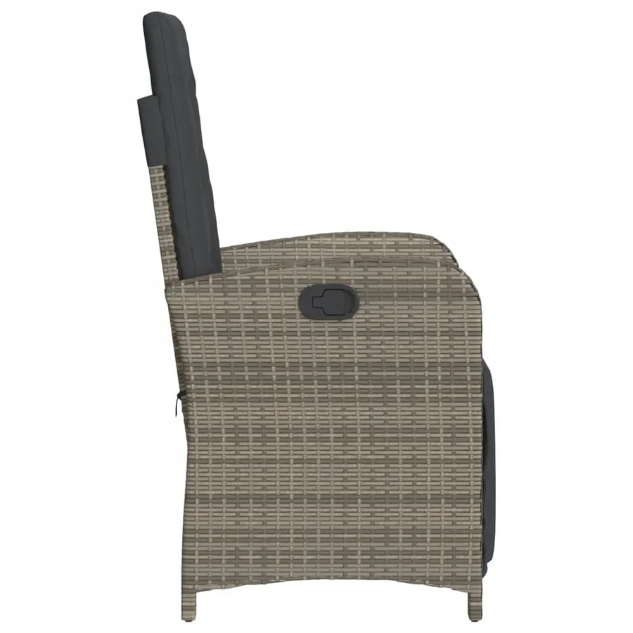 Ensemble de bistro 3 pcs avec coussins gris résine tressée - 6