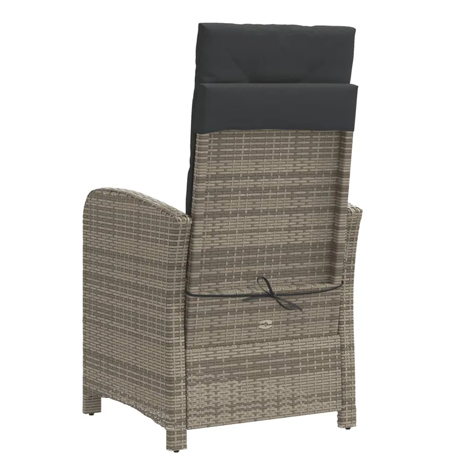 Ensemble de bistro 3 pcs avec coussins gris résine tressée - 7