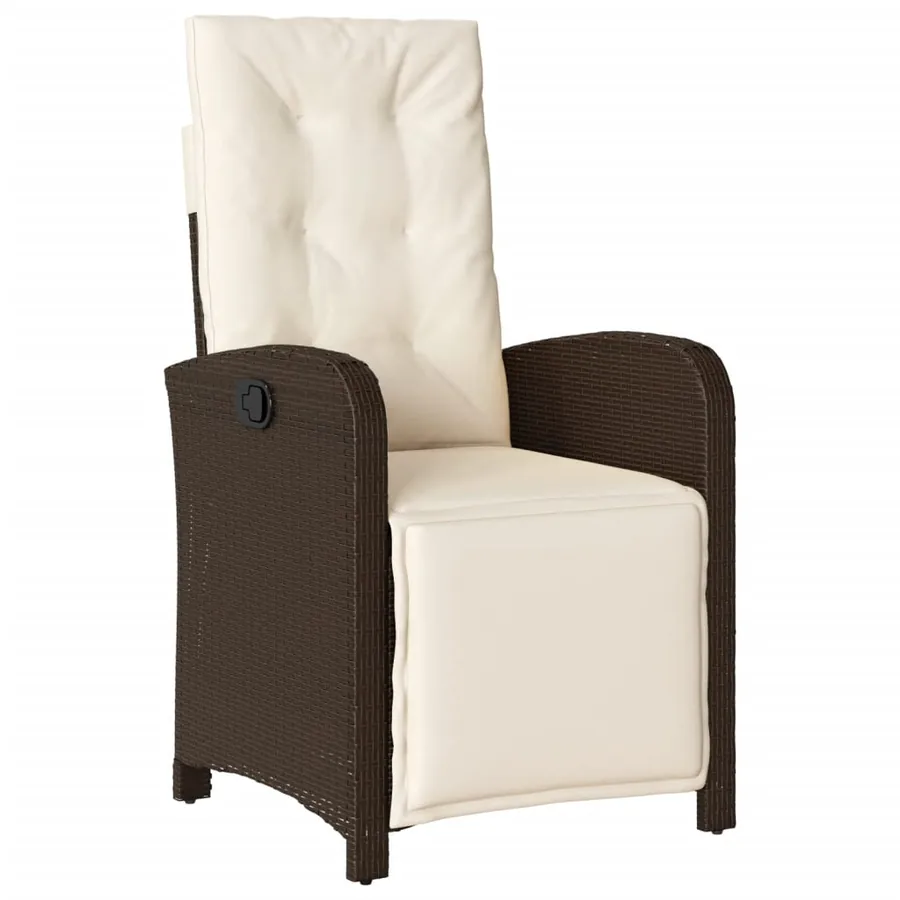 Ensemble à manger de jardin 5 pcs et coussins marron poly rotin - 3