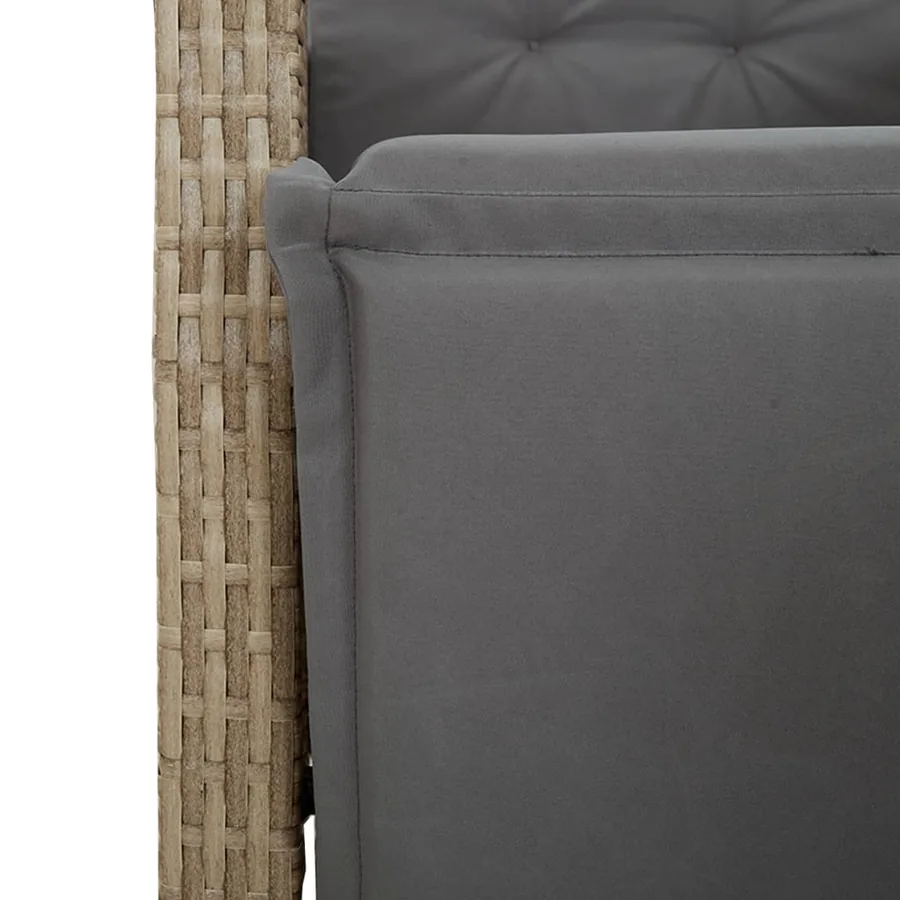 Ensemble à manger de jardin avec coussins 5pcs Beige poly rotin - 6