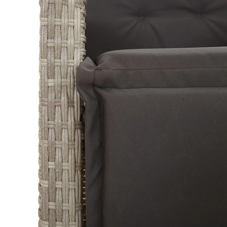 Ensemble à manger de jardin et coussins 5 pcs gris clair rotin - 6