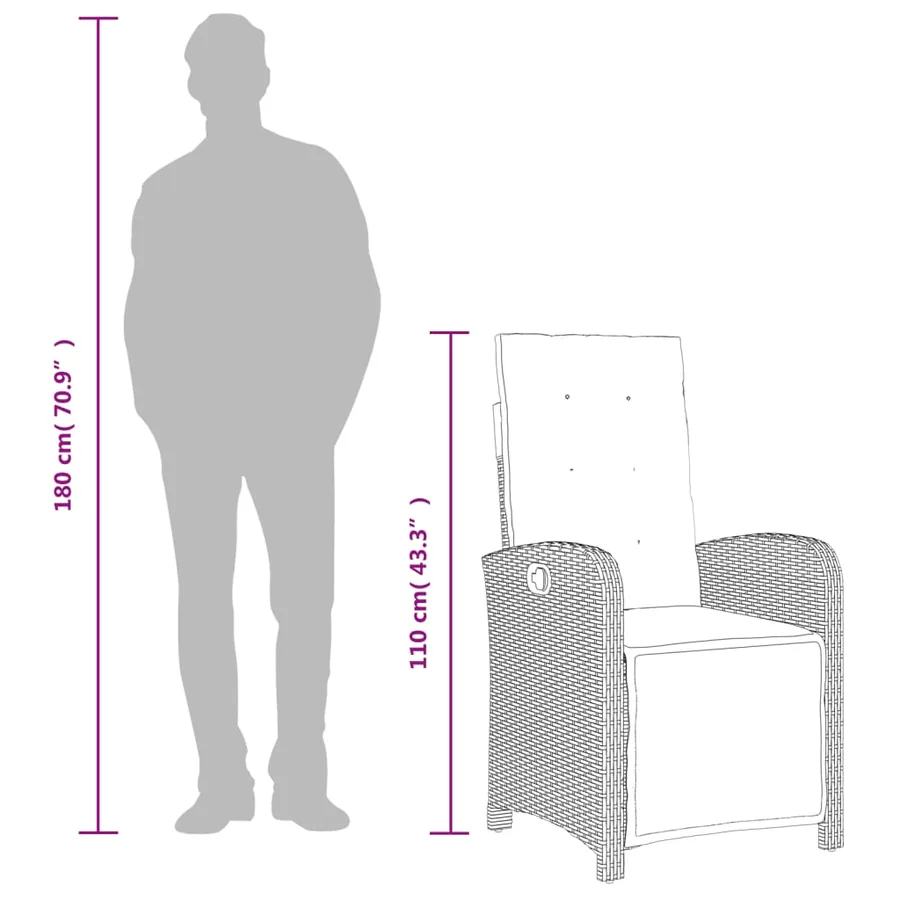 Ensemble à manger de jardin et coussins 7 pcs gris clair rotin - 10