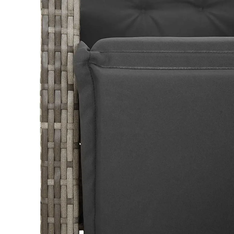 Ensemble à manger de jardin 5 pcs coussins gris résine tressée - 6