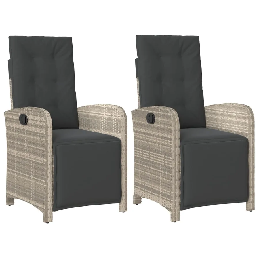 Chaises inclinables de jardin lot de 2 avec repose-pied rotin - 2