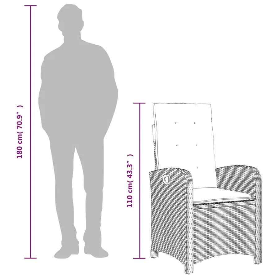 Ensemble à manger de jardin et coussins 5 pcs gris clair rotin - 15