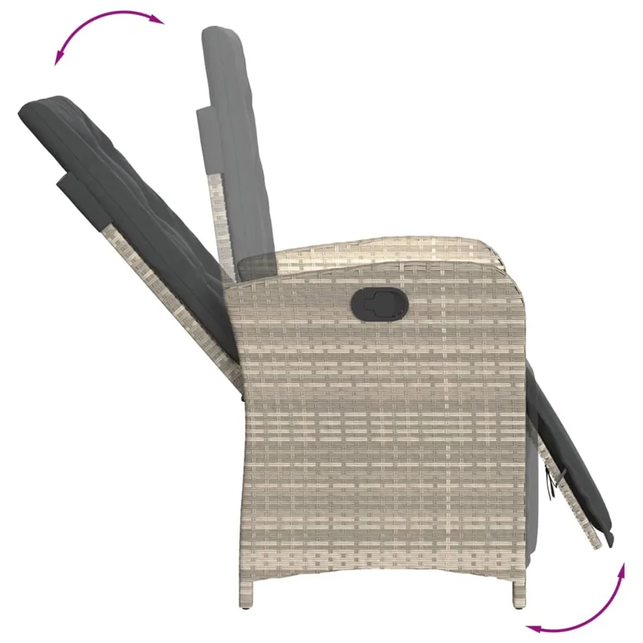 Ensemble à manger de jardin et coussins 5 pcs gris clair rotin - 6