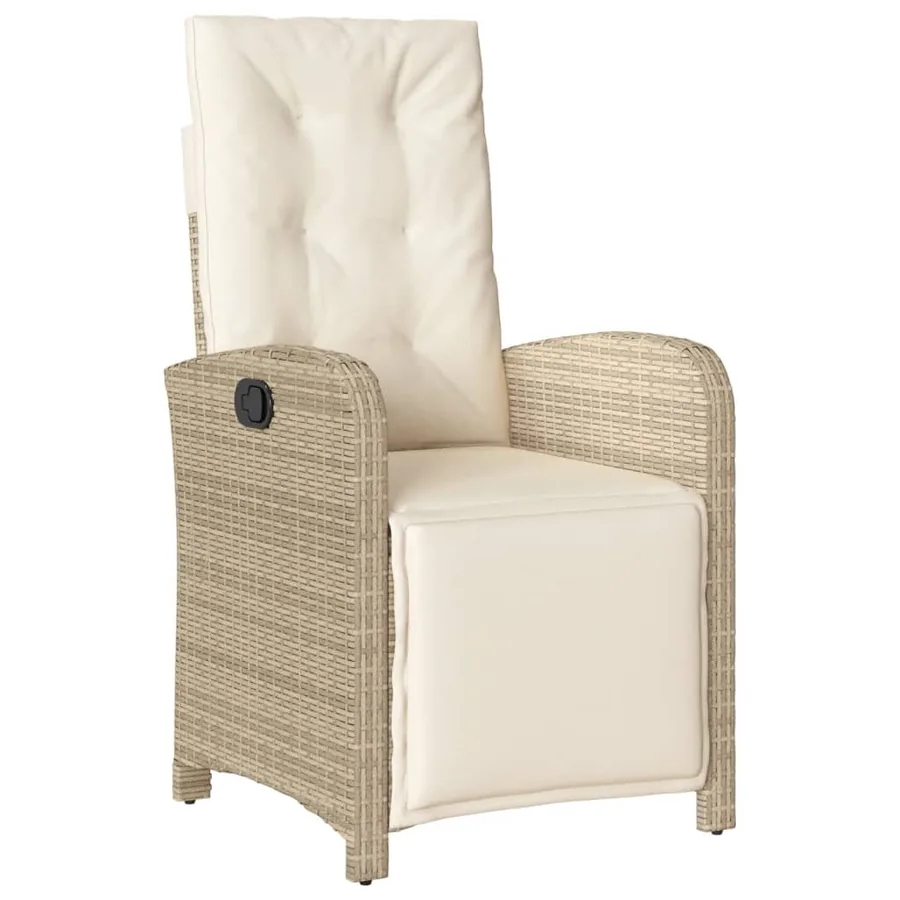 Ensemble à manger de jardin avec coussins 5pcs Beige poly rotin - 4
