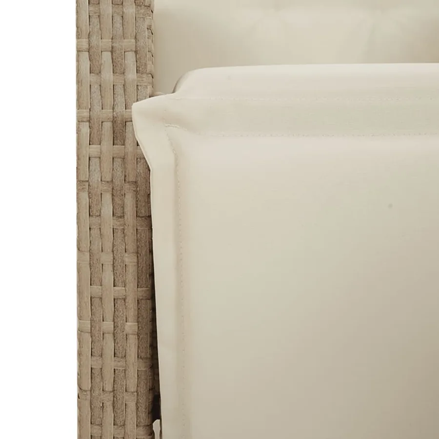 Ensemble à manger de jardin avec coussins 5pcs Beige poly rotin - 6