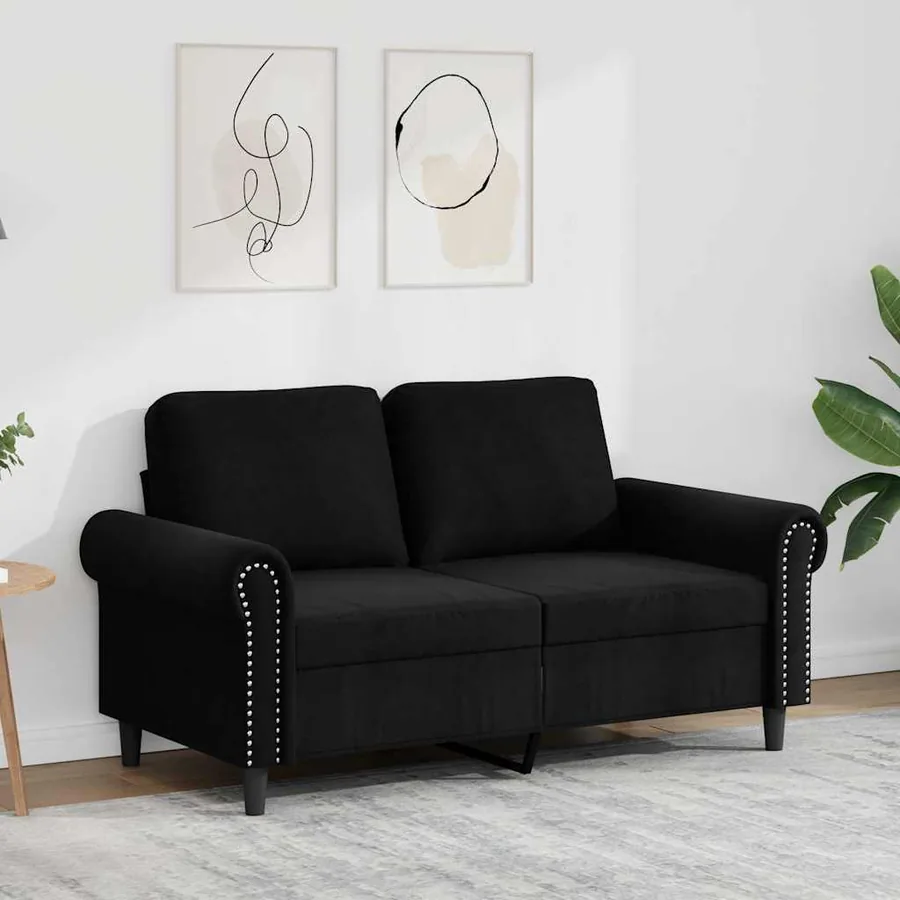 Canapé à 2 places Noir 120 cm Velours