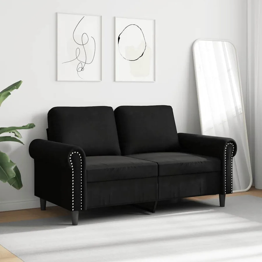 Canapé à 2 places Noir 120 cm Velours - 3