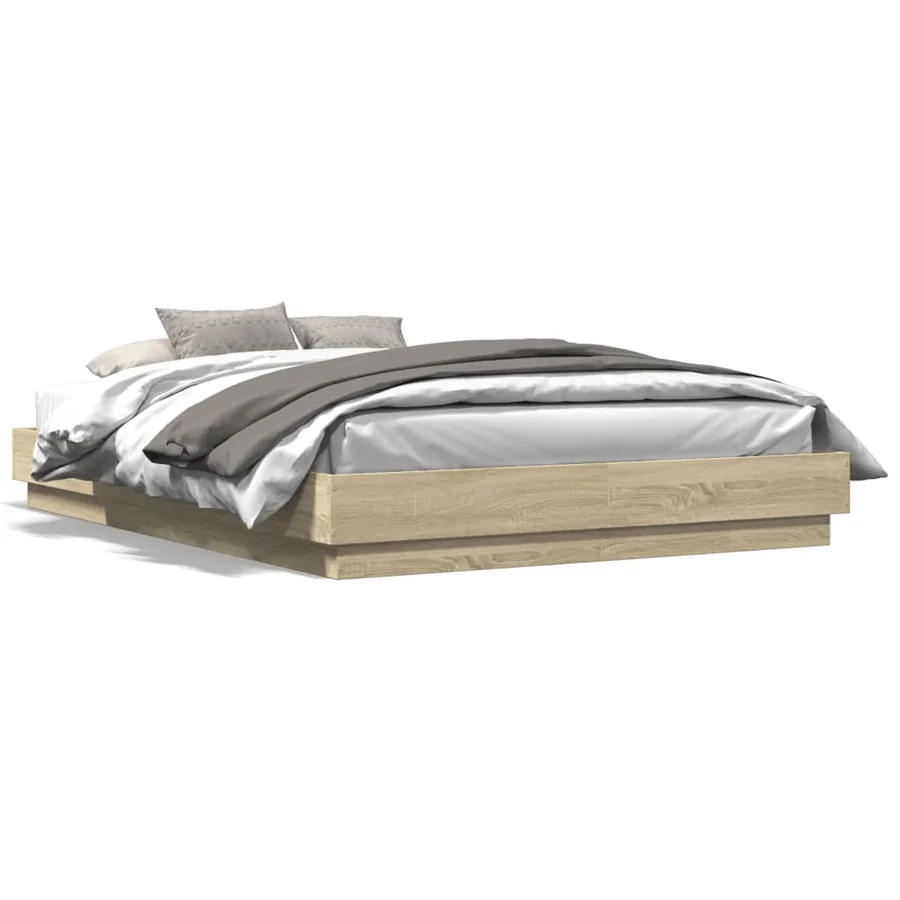 Cadre de lit avec LED sans matelas chêne sonoma 150x200 cm - 5
