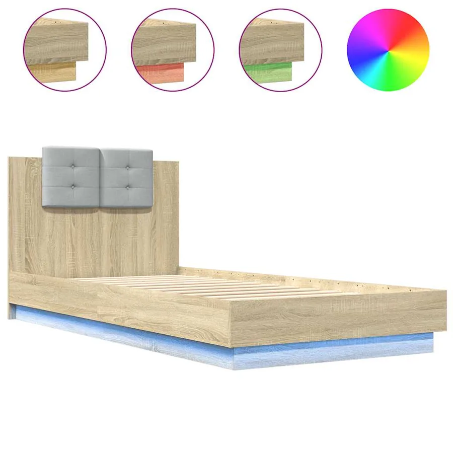 Cadre de lit avec LED sans matelas chêne sonoma 90x200 cm - 2