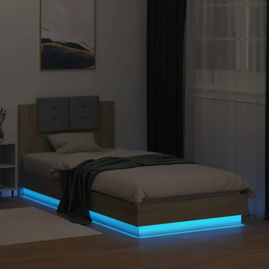 Cadre de lit avec LED sans matelas chêne sonoma 90x200 cm - 4